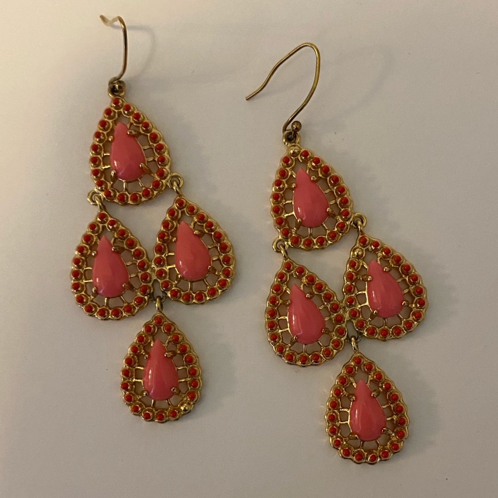 Stella & Dot Pink Tiered Earrings
